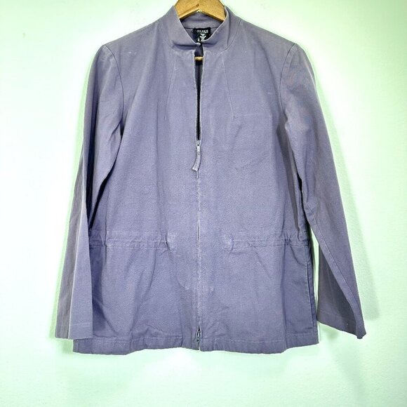 Eileen Fisher Lavender Mock Neck Cotton Blend Lightweight Jacket Size S - Picture 1 of 6